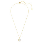 Magic pendant Mixed cuts, Snowflake, White, 18K gold finish